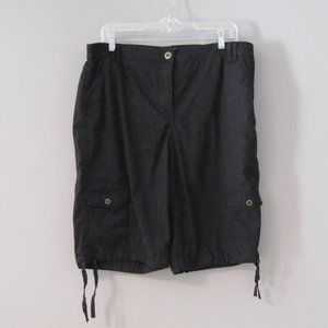 Karen Scott Black Cargo Shorts Drawstrings Size 14